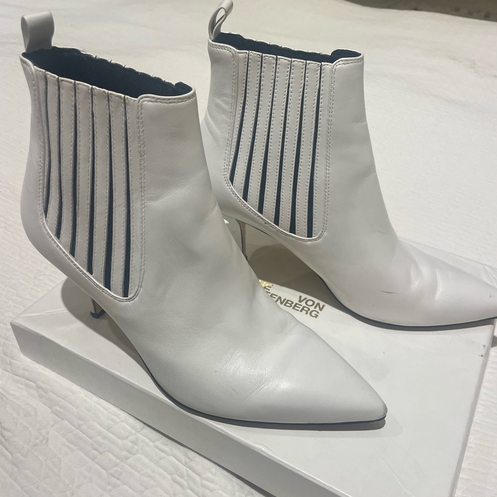 Diane Von Furstenberg White Heeled Boots
